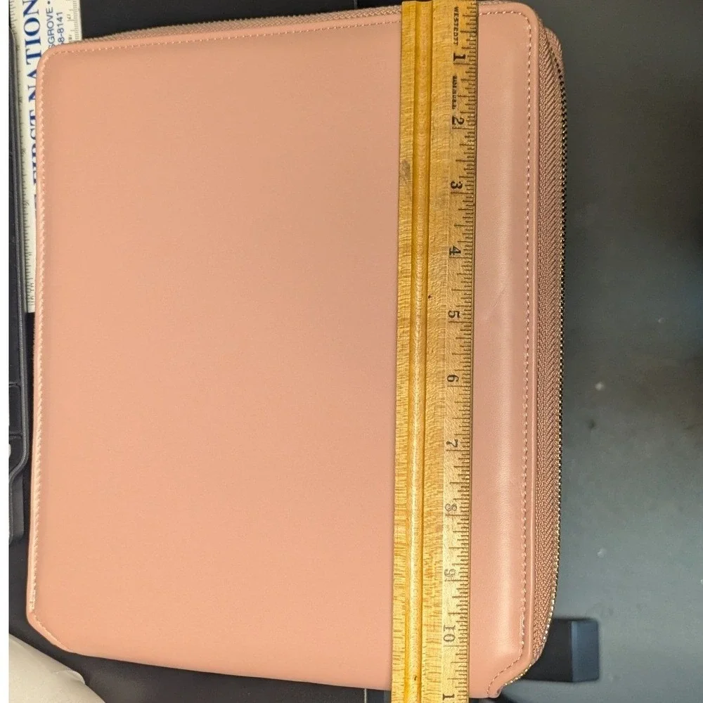 Planner Folio Blush Pink Vegan Leather Zip Organizer O/S